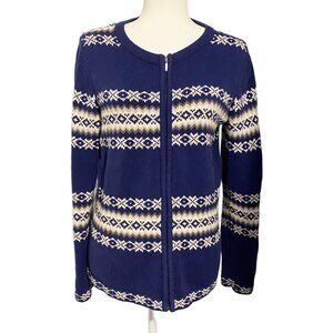 Beautiful Blue Nordic/Faire Isle Style Zip Cardigan